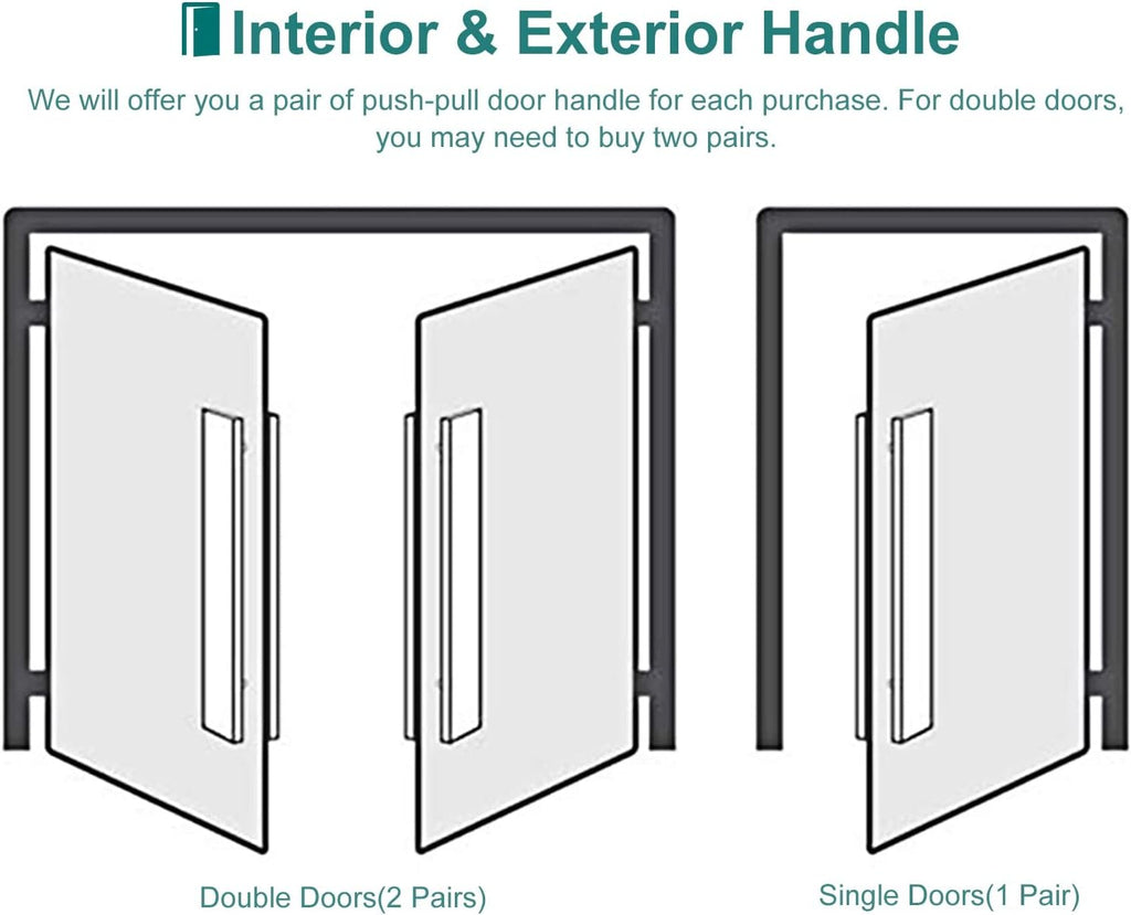 Door Pull Modern Sliding Door Handles Set,Double Sided Barn Doors Shower Door Wood Gate Push Bar with Screws (Gold 60cm/24inch) (Matte Black 80cm/32inch)