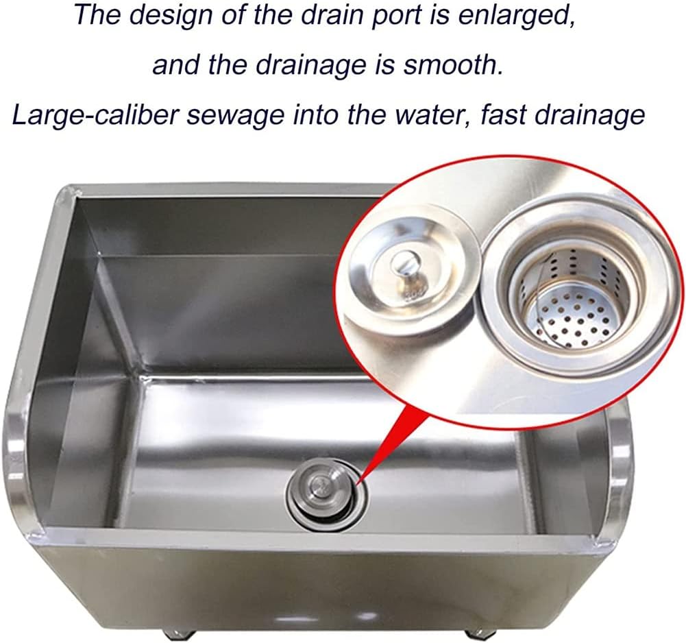 304 Stainless Steel Mop Sink, 12' Deep Sink Bowl, Commercial Mop Sink Wash Station Tubs for Restaurant, Garages,Silver-80x41x55cm