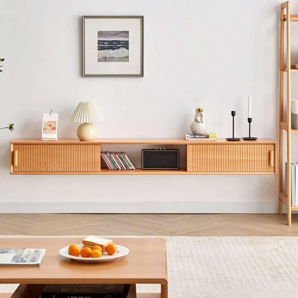 TV Floating Cabinet Wood Floating TV Stand, 59''/71'' Floating Entertainment Center, Modern Floating Media Console, Wall Mounted TV Console, Floating TV Console Under TV Shelf Floating TV Shelf ( Colo