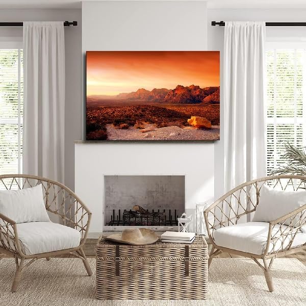 Sunset at Red Rock Canyon National Poster Decorative Painting Canvas Wall Art Living Room Bedroom (Frame 24in*36in)
