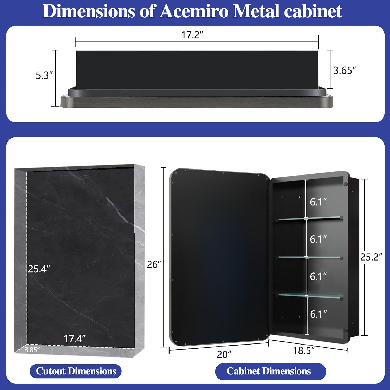 Bathroom Medicine Cabinet with 20'x26' Stainless Steel Framed Mirror,Recessed or Surface Mounted Bathroom Mirror Cabinet,Storage Cabinetfor Bathrooms, Guest Rooms, Apartments, Farmhouse Decor