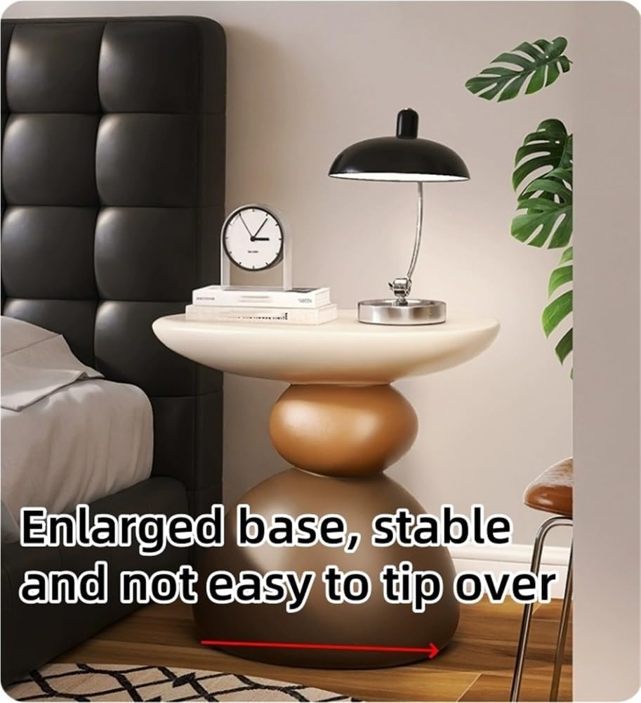 Modern Resin Bedside Table, Decorative Nightstand, Sofa Side Table, Modern Coffee Table, Suitable for Bedroom, Living Room, Balcony(White)