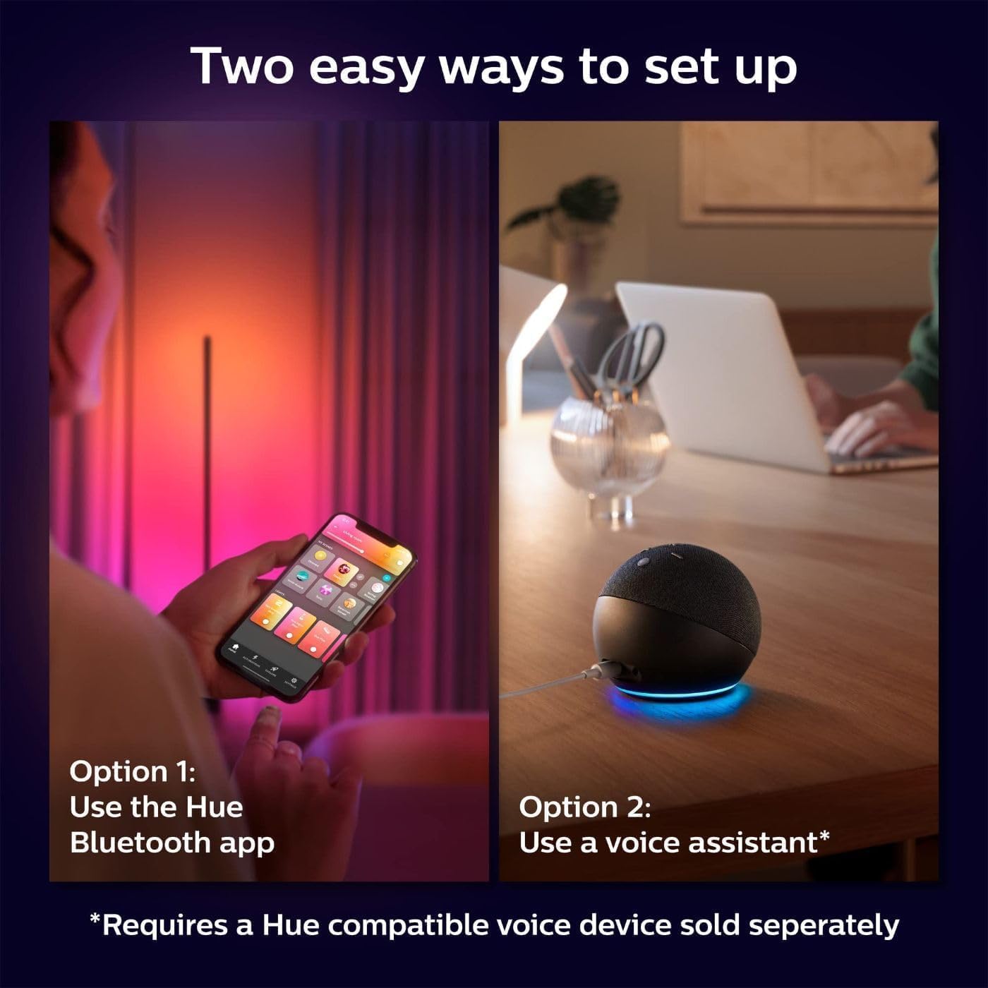 Philips Hue Signe Smart Table Lamp, Oak - White Color Ambiance LED Color-Changing Light - 1 Pack - Control with Hue App - Compatible with Alexa, Google Assistant, and Apple Homekit