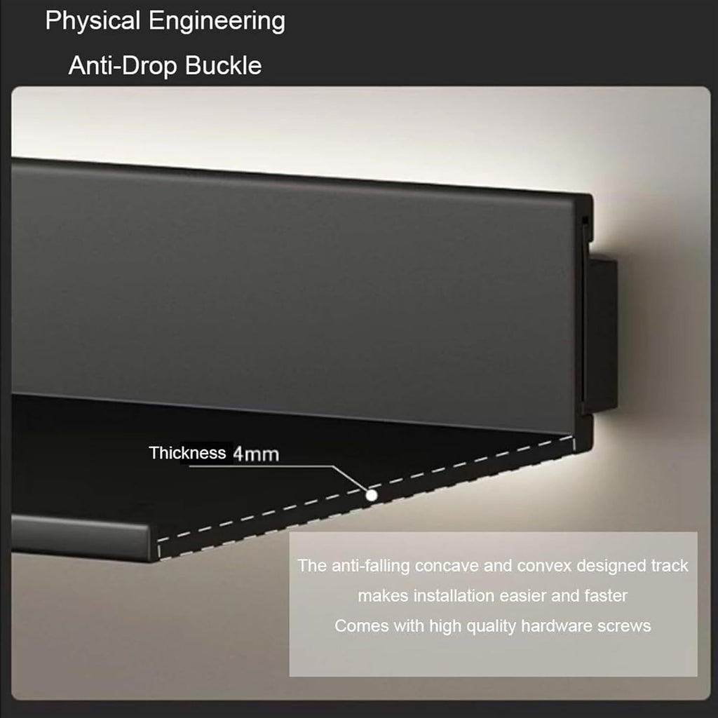 Floating Shelves Wall Mounted Light Emitting Shelves Built-in Illuminated LED Light Metal Lighted Display Stand for Living Room Office Bedroom((120x23cm)
