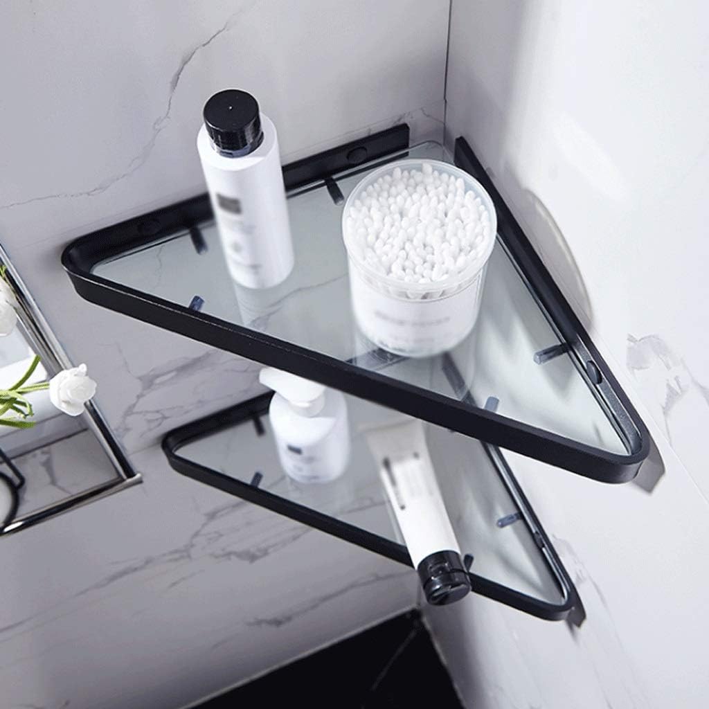 Bathroom Corner Tempered Glass Shelf Thick Lavatory Wall Mount Triangular for Shower and