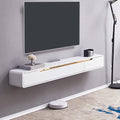 FPIGSHS Wall Mounted Media Console with 2 Drawers Solid Wood Floating TV Stand Hanging TV Shelf Entertainment Center TV Cabinet, for Home Office (D, 47.2 inches)