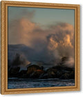 ArtDirect Minnesota-Lake Superior Lake waves breaking on rocks at sunset 36x45 Huge Gold Ornate Wood Framed Canvas Giclee Art by Jaynes Gallery