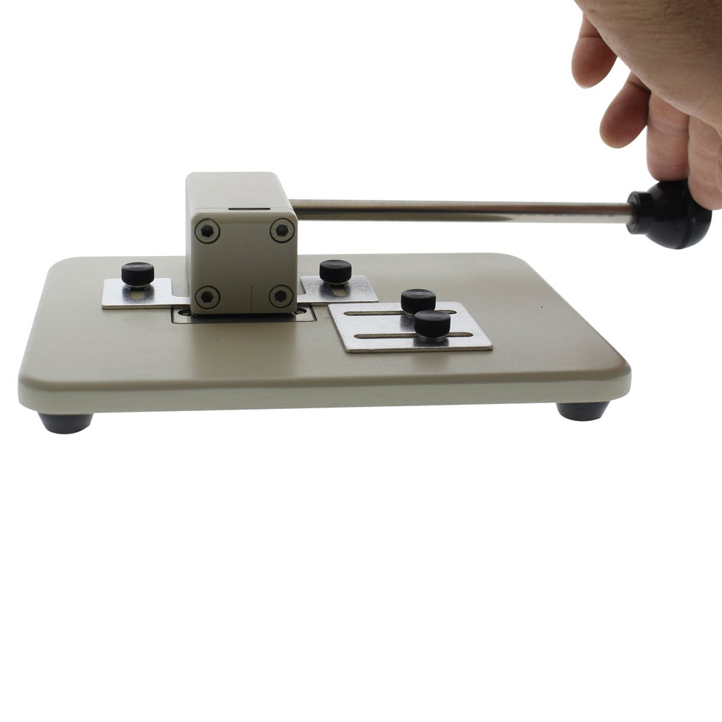 Heavy Duty Table Top Slot Punch for ID Card Badges with Precision Adjustable Top & Side Slide Guides - Badge Hole Puncher for Standard Horizontal & Vertical I'd Cards by Specialist ID