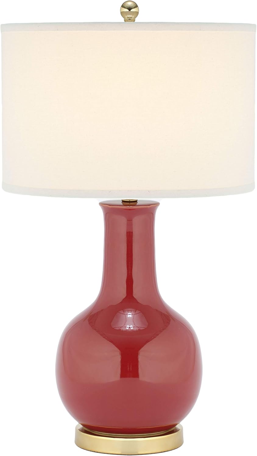SAFAVIEH Lighting Collection Paris Modern Red Ceramic 28-inch Bedroom Living Room Home Office Desk Nightstand Table Lamp (LED Bulb Included)