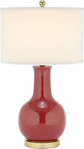 SAFAVIEH Lighting Collection Paris Modern Red Ceramic 28-inch Bedroom Living Room Home Office Desk Nightstand Table Lamp (LED Bulb Included)