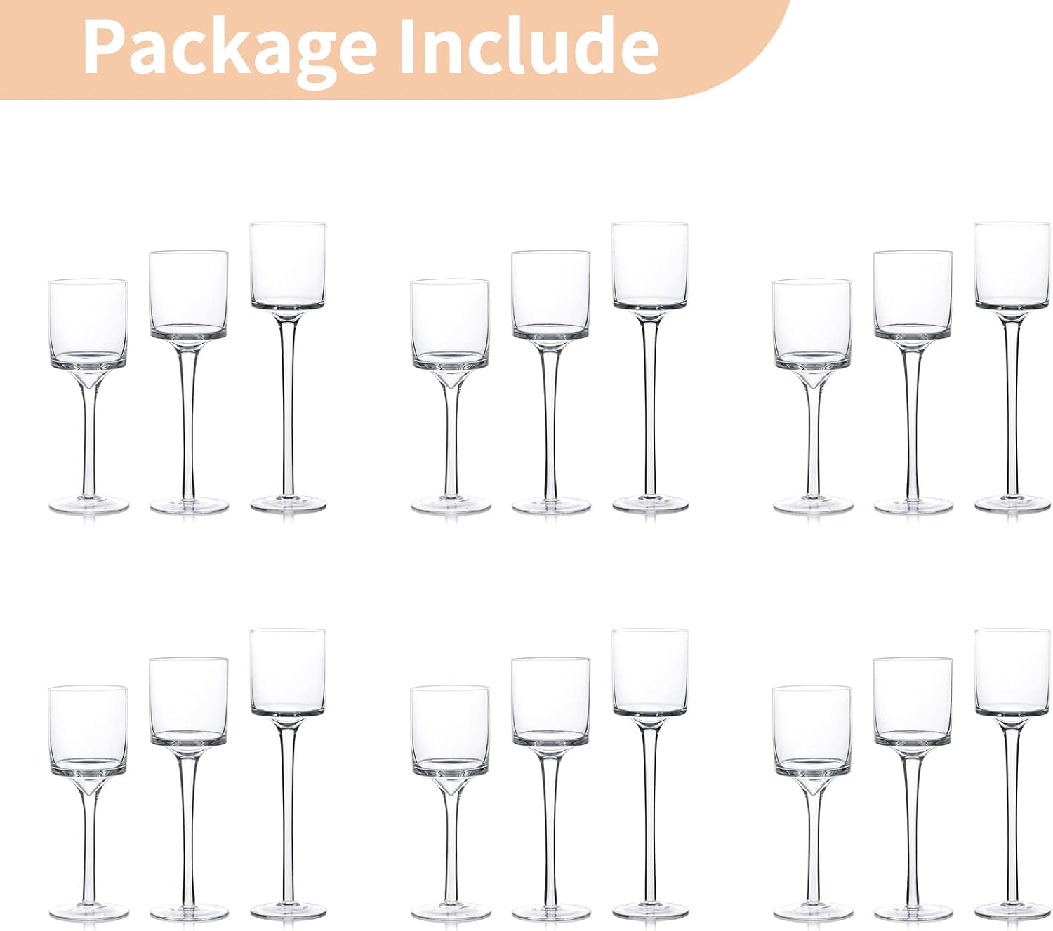 NUPTIO Stemmed Candle Holders Bulk: Set of 18 Tea Light Holders for Floating Pillar Candles - Clear Monet Candle Stands for Wedding Table Centerpiece Decor