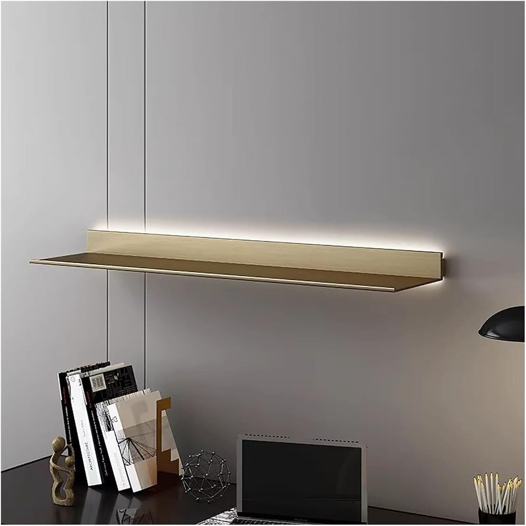 L-Shape Aluminum Alloy Wall Shelf, Illuminated Wall Shelf Built-in LED,Aluminum Alloy Display Stands,Floating Shelves Wall Mounted,Light Creative Metal Display Shelves(Gold 120cm/47.24in)