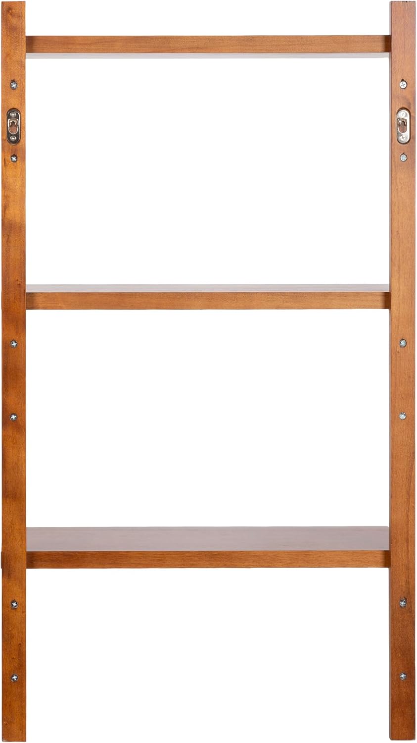 Kate and Laurel Meridien Modern Three-Tier Wooden Shelves, 18 x 9 x 32, Walnut Brown, Stunning Tiered Wall Shelf for Storage and Display as Cute Nursery Shelving or Over-the Toilet Storage