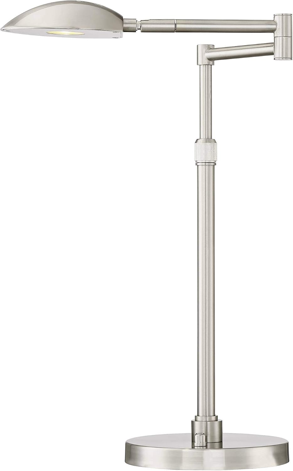 Possini Euro Design Eliptik Modern Desk Table Lamp 24 1/2' High Satin Nickel Metal LED Swing Arm Adjustable Height Decor for Bedroom Living Nightstand Bedside Office Kids Room House Home Family