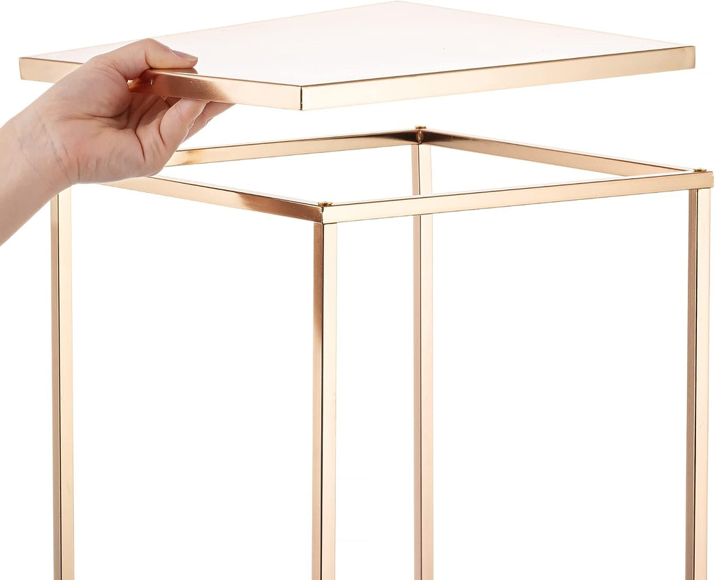 Gold Metal Cube Vase Stand for Wedding Centerpieces, 23.6in Tall, 10 Pcs
