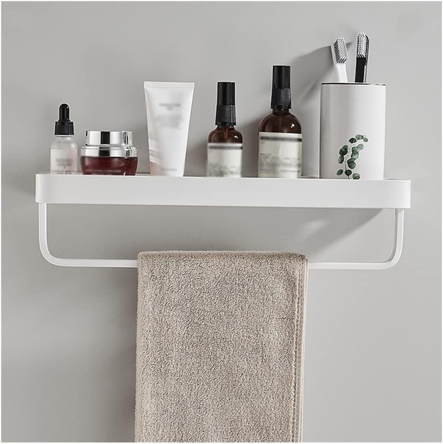 Floating Shelves Shower Caddy Bathroom Shelf Bathroom Shelf Bath Shower Shelf with Bar Aluminum White Glass Shelf Bathroom Corner Shelf Wall Mounted Kitchen STO