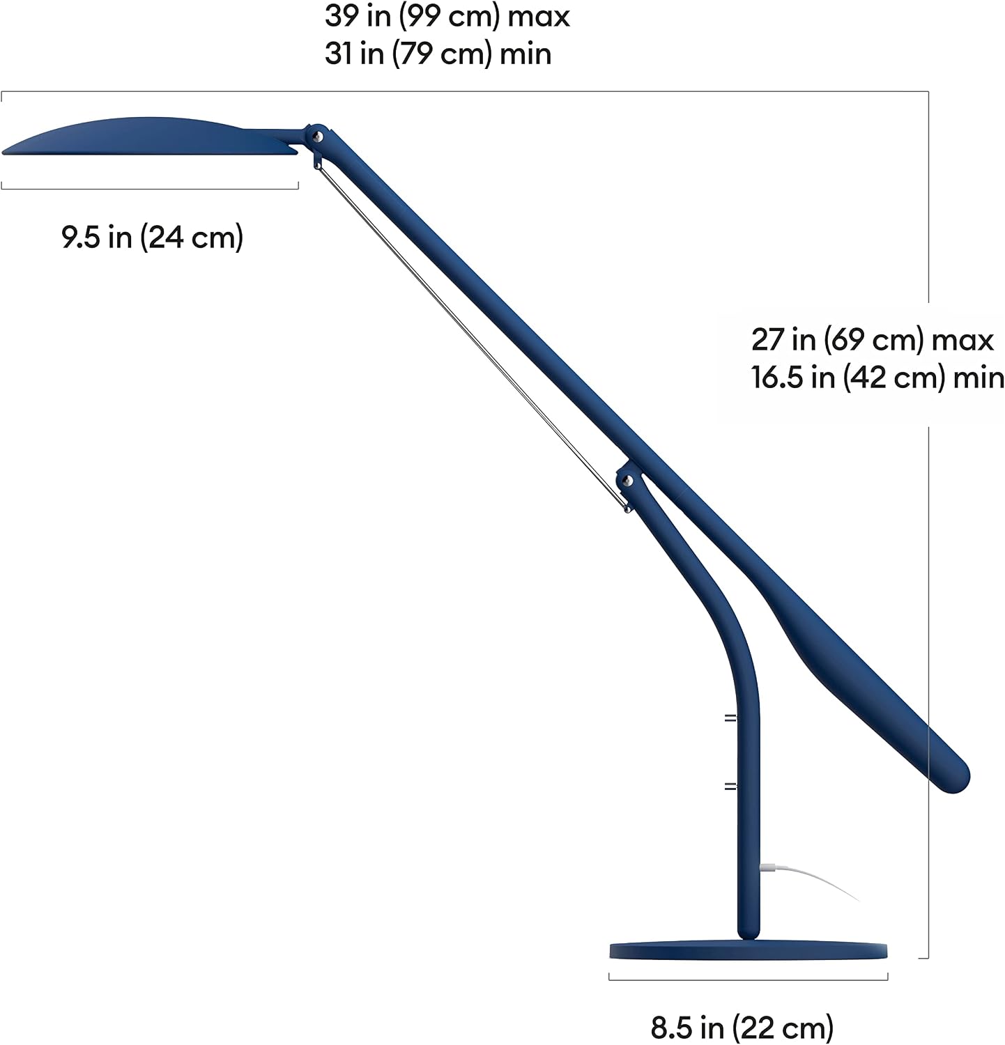 Cricut Bright Adjustable LED Desk Lamp with Swing Arm for Crafts, Bedroom, Home Office - Indigo