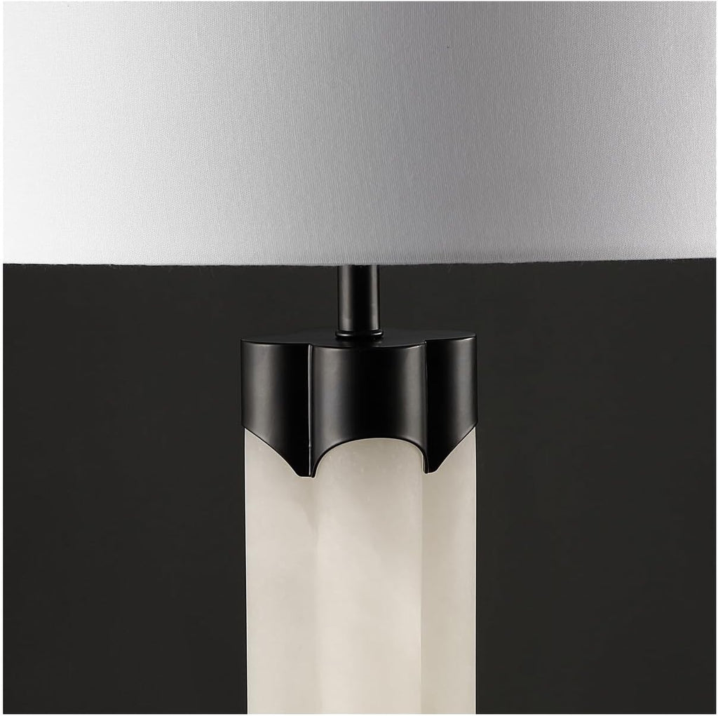 SAFAVIEH Couture Lighting Collection Chavez Alabaster/Black 28-inch Bedroom Living Room Home Office Desk Nightstand Table Lamp (LED Bulb Included)