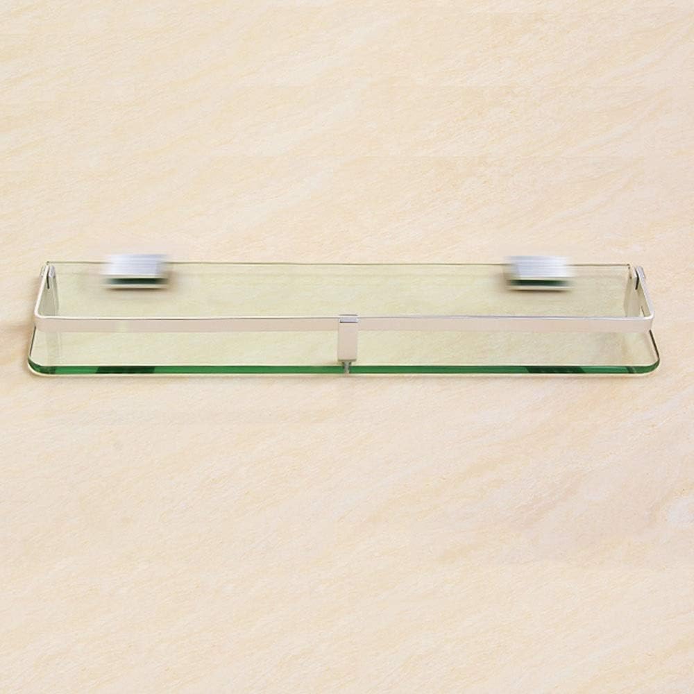 Multifunctional 3-Tier Aluminum Glass Corner Shelf - Wall-Mounted Bathroom Storage Caddy Shower Silver Sand Sprayed Finish Size: 28Cm