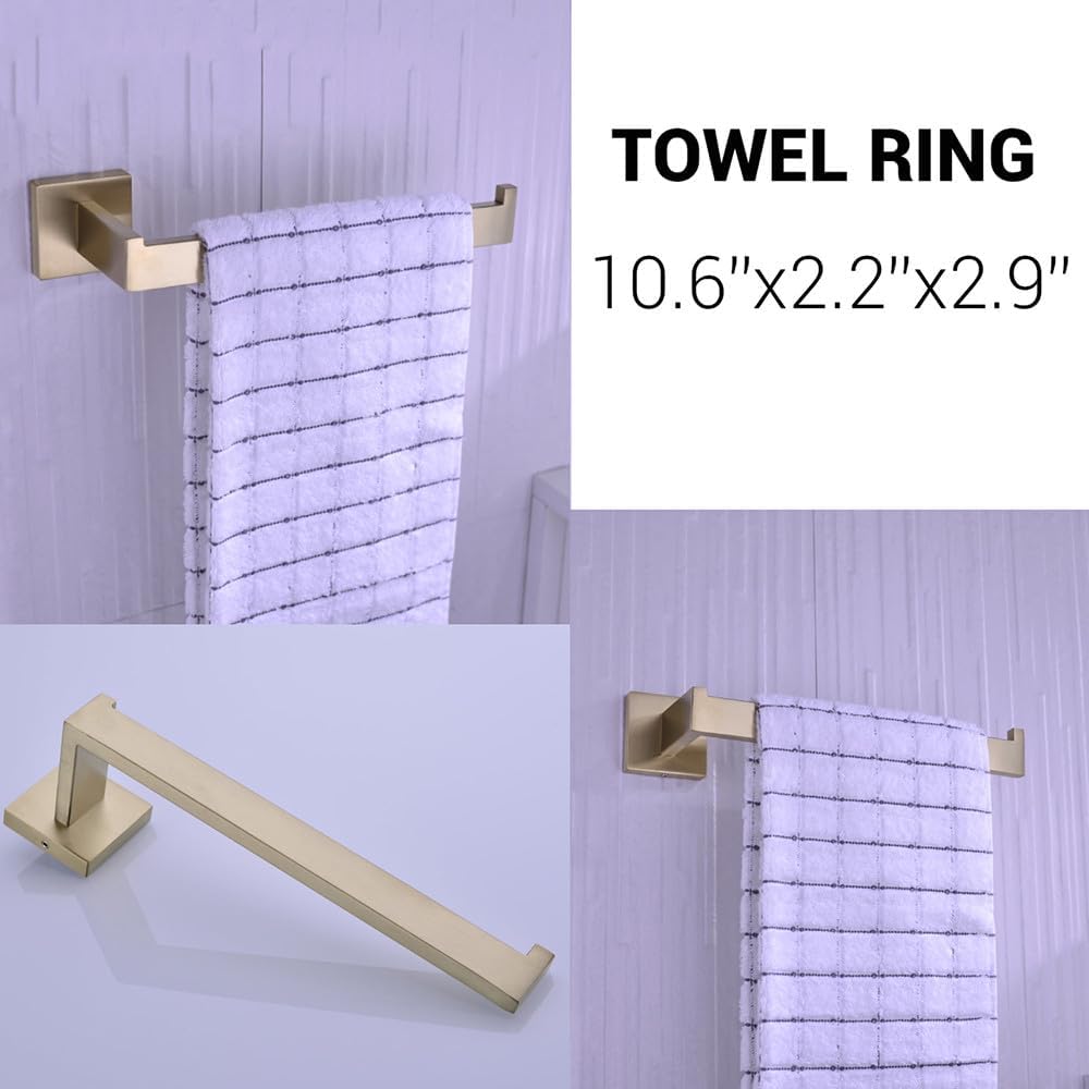 NevStp Bathroom Accessories Sets Brushed Gold Clothes Hooks for Wall Shelf Toilet Paper Holder Tissue Towel Rack Coat Hook Hanger Set,60cm Towel Bar