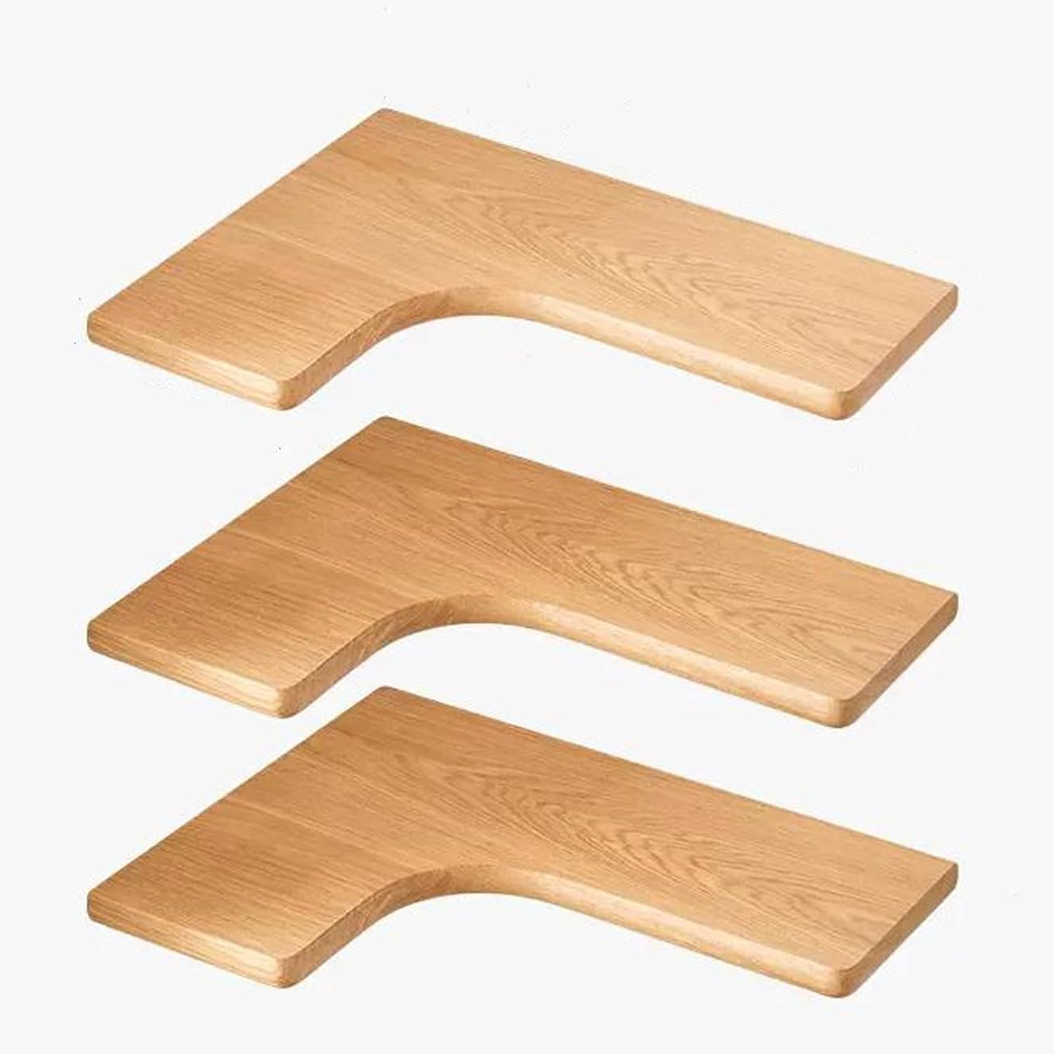 Wall Shelf Solid Wood Corner Floating Shelves Wall Mounted Set of 3, L Shape Wood Display Storage Wall Shelves Rack for Living Room, Bedroom, Office, Bathroom Kitchen & D(Nature A-3pcs-One Size)