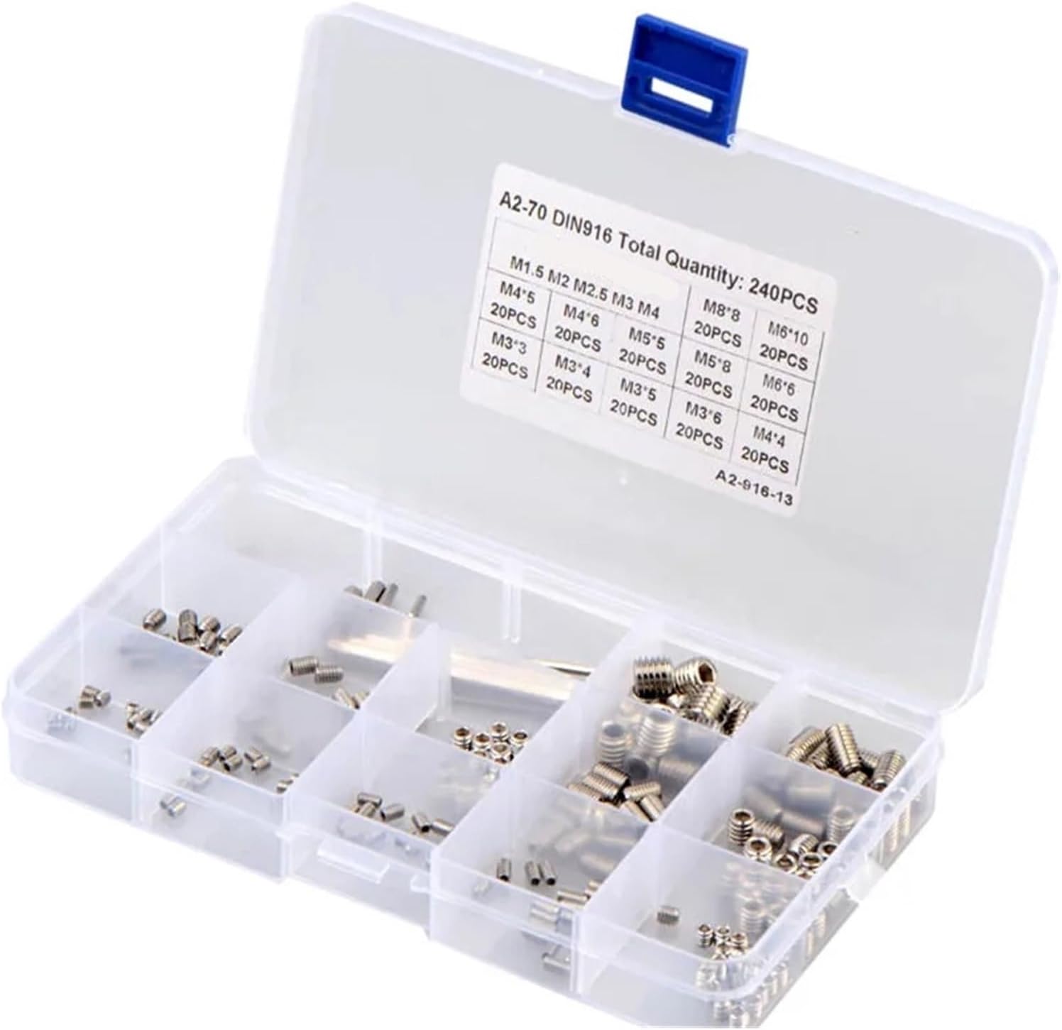 Exquisite 240pcs Hexagon Socket Set Screws Headless Assortment Kit 304 Stainless Steel M3 M4 M5 M6 M8 Concave End Machine Screw Durable