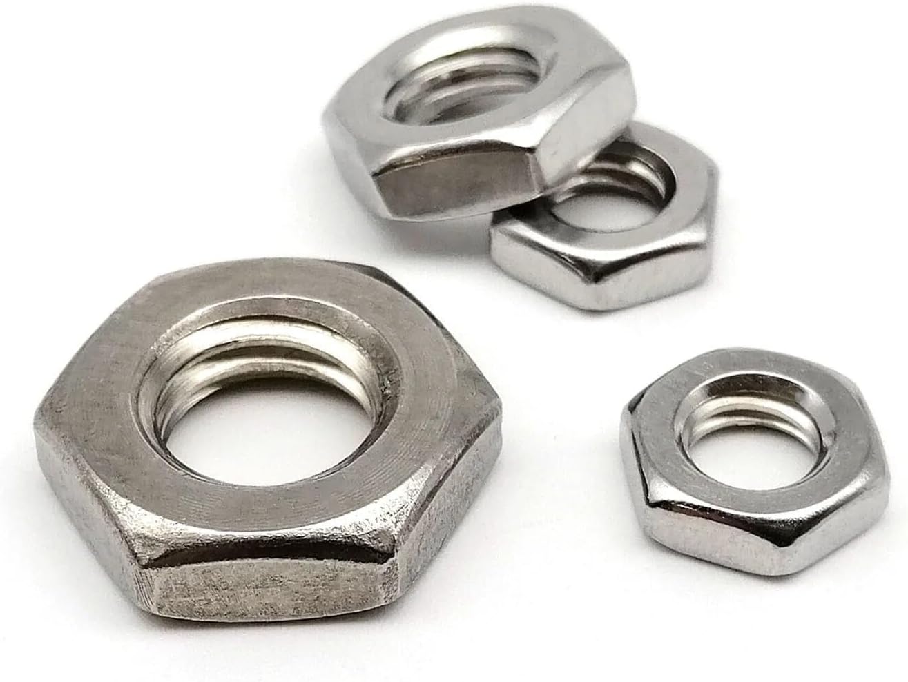 210pcs Hex Thin Nut Hexagon Jam Nut Set Mix M2 M2.5 M3 M4 M5 M6 M8 Assortment Kit Box Stainless Steel for Road Bicycle, Mountain Bike, Auto Etc