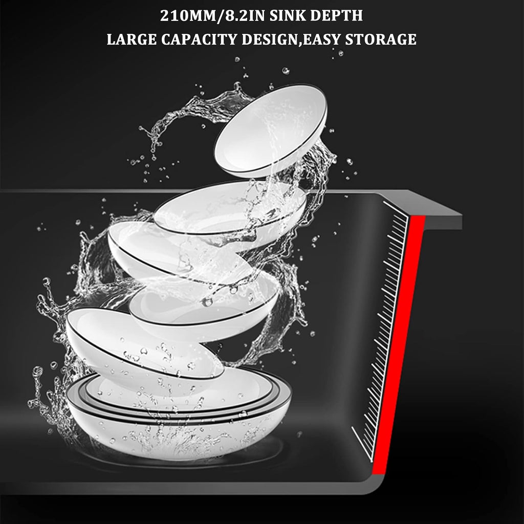 304 Stainless Steel Kitchen Sink Multifunctional Ladder Type Bar Sink Under Mount RV Sink Single Bowl Sink with Pull-Out Faucet and Drainage Cponents (Color : Black, Size : 75x41x21cm)