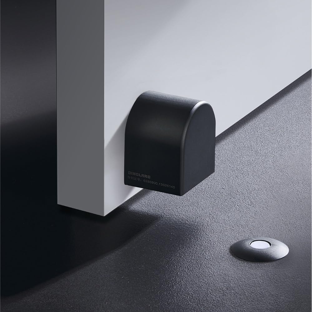Black Stainless Steel Magnetic Door Punching Sticker Hidden Holders Floor Mounted Nail-Free Stops