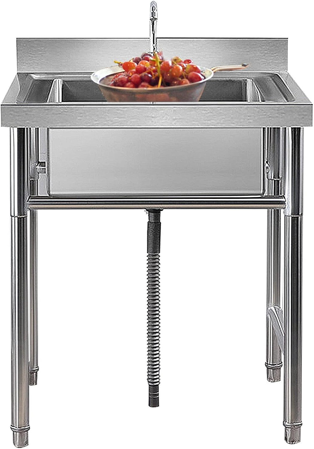 Single Bowl Sink Laundry Tub Culinary Sink Stainless Steel Commercial Utility Basin with Faucet for Outdoor Indoor, Garage, Restaurant, Kitchen, Laundry or Utility Room