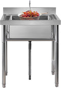 Single Bowl Sink Laundry Tub Culinary Sink Stainless Steel Commercial Utility Basin with Faucet for Outdoor Indoor, Garage, Restaurant, Kitchen, Laundry or Utility Room