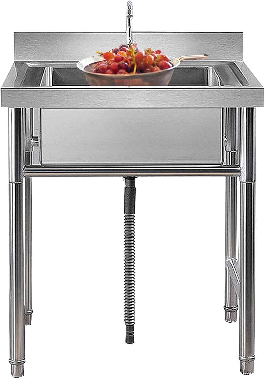 Single Bowl Sink Laundry Tub Culinary Sink Stainless Steel Commercial Utility Basin with Faucet for Outdoor Indoor, Garage, Restaurant, Kitchen, Laundry or Utility Room