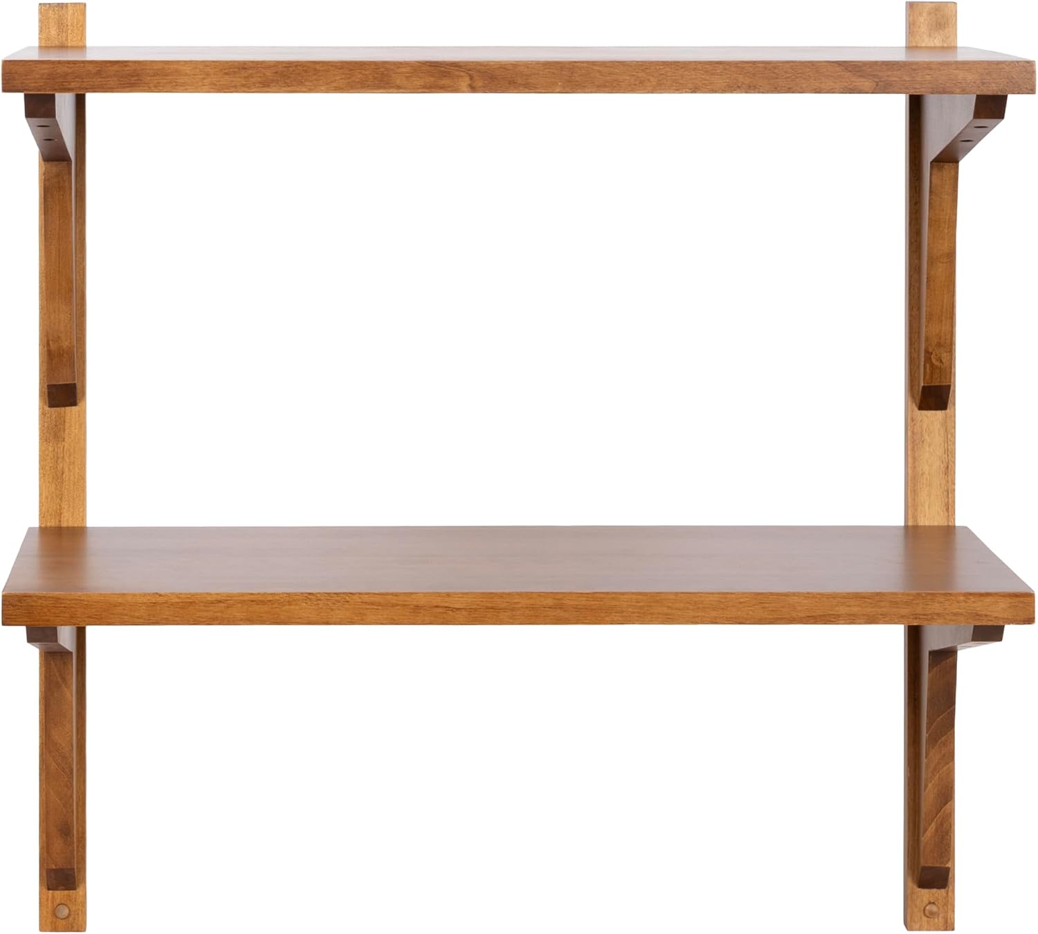 Kate and Laurel Meridien Modern Two-Tier Wooden Shelves, 24 x 12 x 24, Rustic Brown, Stunning Tiered Wall Shelf for Storage and Display as Cute Nursery Shelving or Bedroom Storage