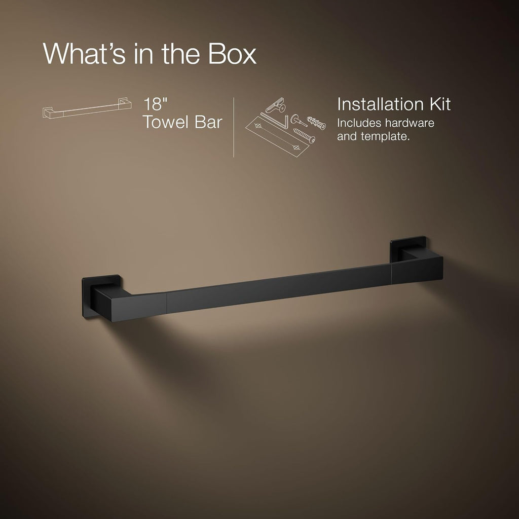 Kohler 26633-BL Honesty® 18' Towel bar, Matte Black