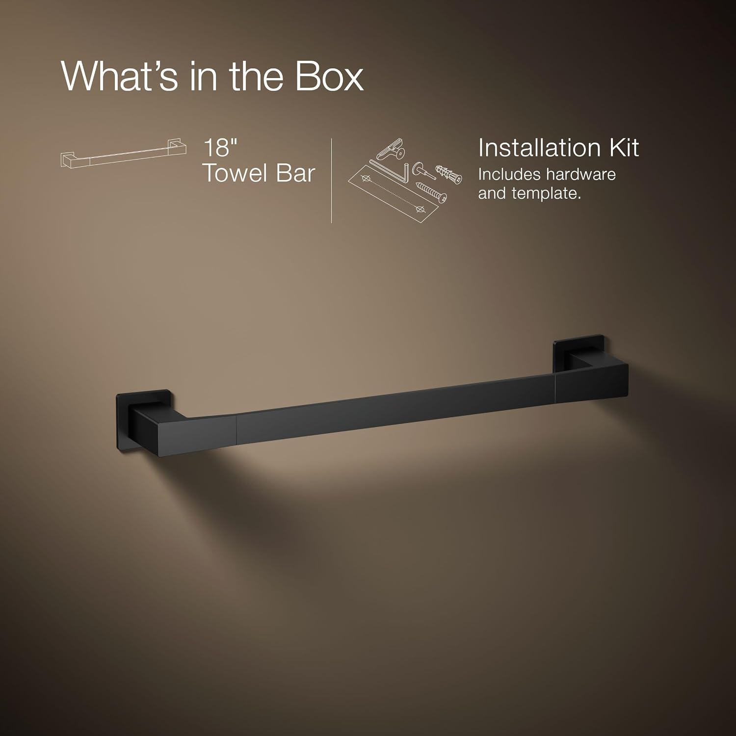 Kohler 26633-BL Honesty® 18' Towel bar, Matte Black