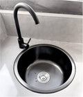 Stainless Steel Kitchen Sink, Single Bowl Sink With Drain Fittings & Overflow, Small Washing Basin, Round Pool For Utility Room, Kitchen, Bar, Pub, Drop In & Undermount(Black,32cm)