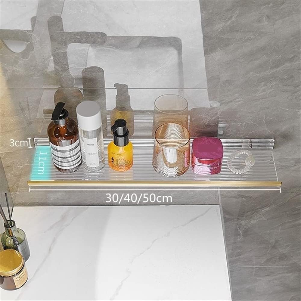 Multi-Functional Floating Corner Shower Shelf | Drill-Free Wall-Mounted Acrylic Mirror Organizer for Bathroom Essentials(Size:50CM,Color:A)