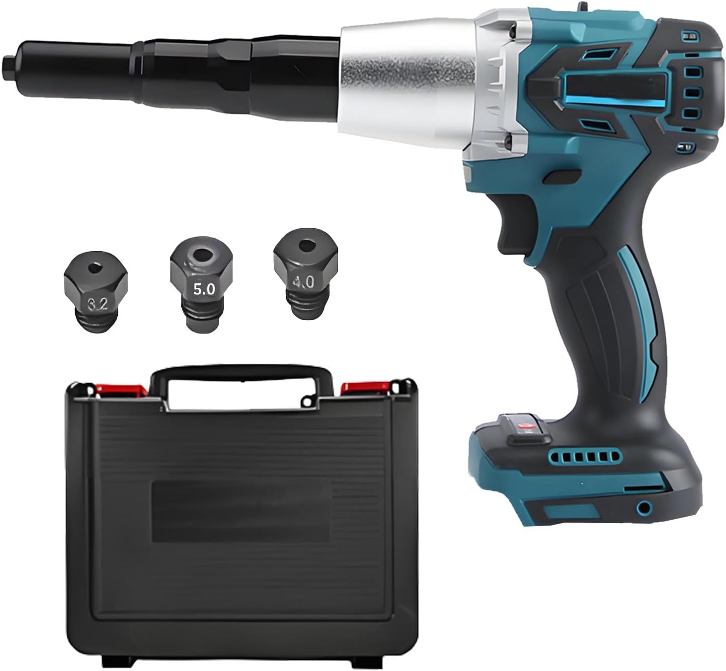 26V Cordless Electric Rivet Gun Brushless Motor - Portable Battery Pop Rivet Tool Kit, LED Light, Ergonomic Handle, Quiet No-Spark for Automotive, Construction Baremachine