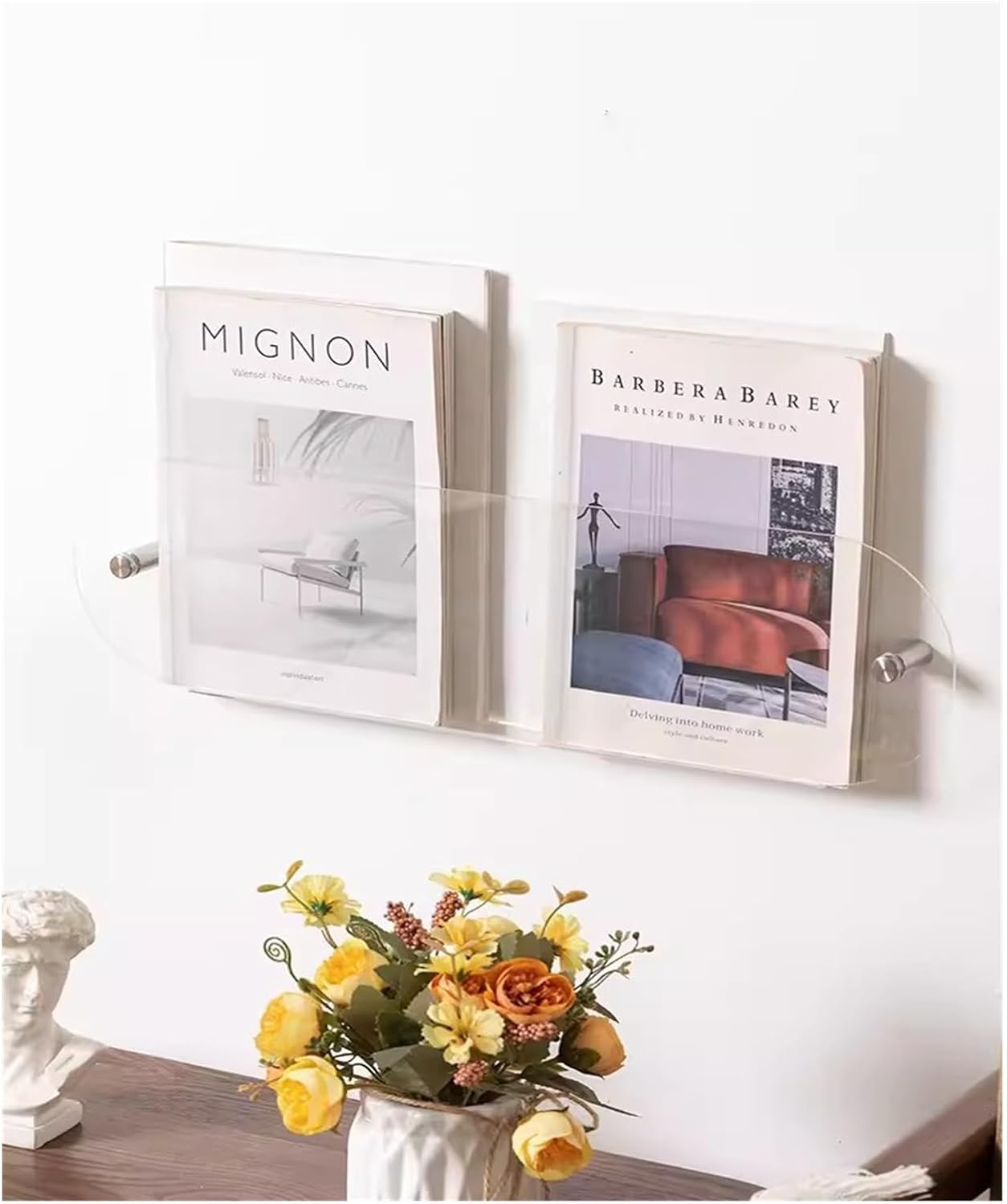 Wall Shelves, Acrylic Floating Wall Shelf, Wall Mounted Bookshelf Bathroom Storage Rack Display Storage Box with Rounded Corners (Color : Clear, Size : 110cm/43.3in)
