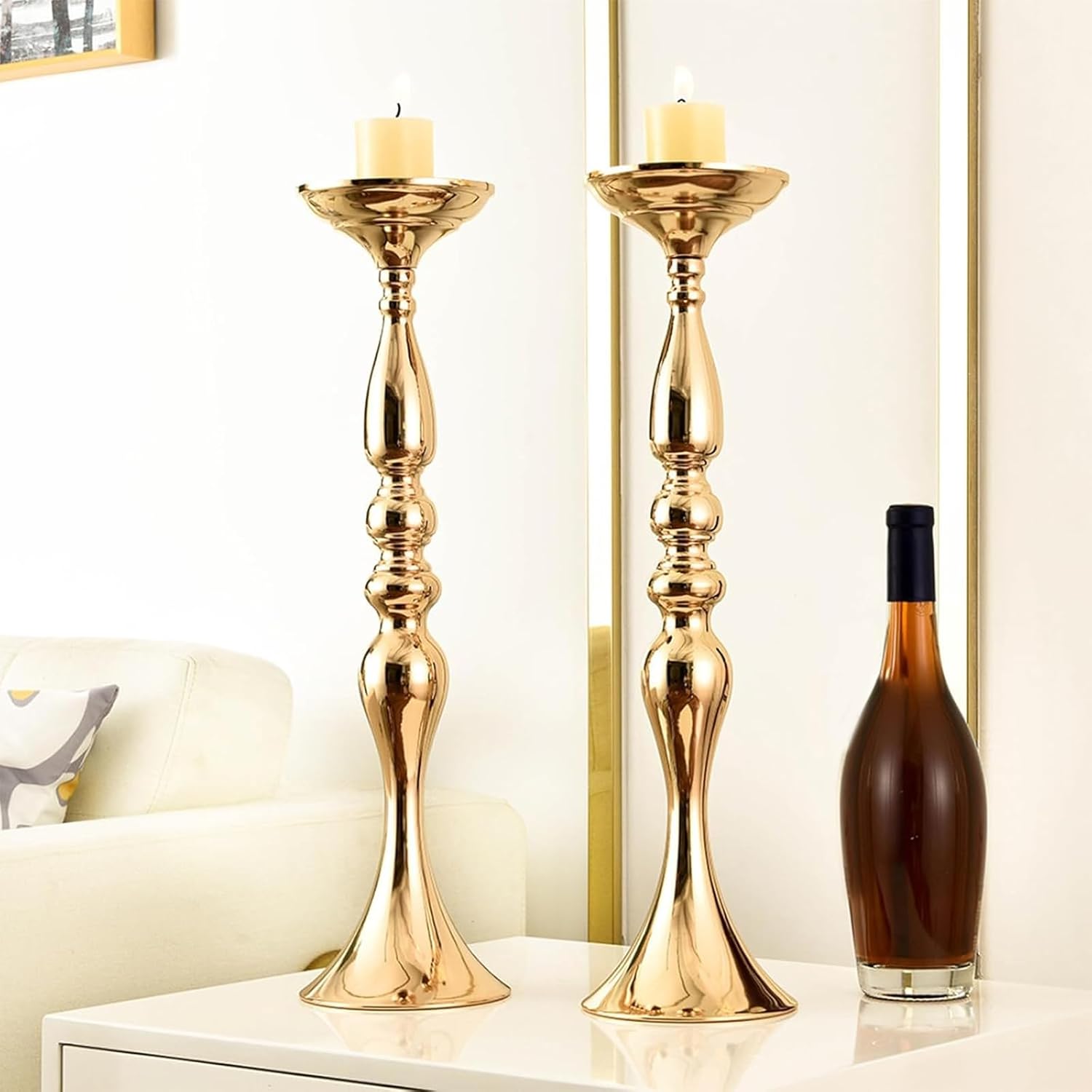 24 Pcs Metal Flower Arrangements Stand 20 Inch Tall Wedding Flower Vase Centerpieces Table Decoration Flower Stand for Party Wedding Reception Flower Arrangement Candle Holder (Gold)