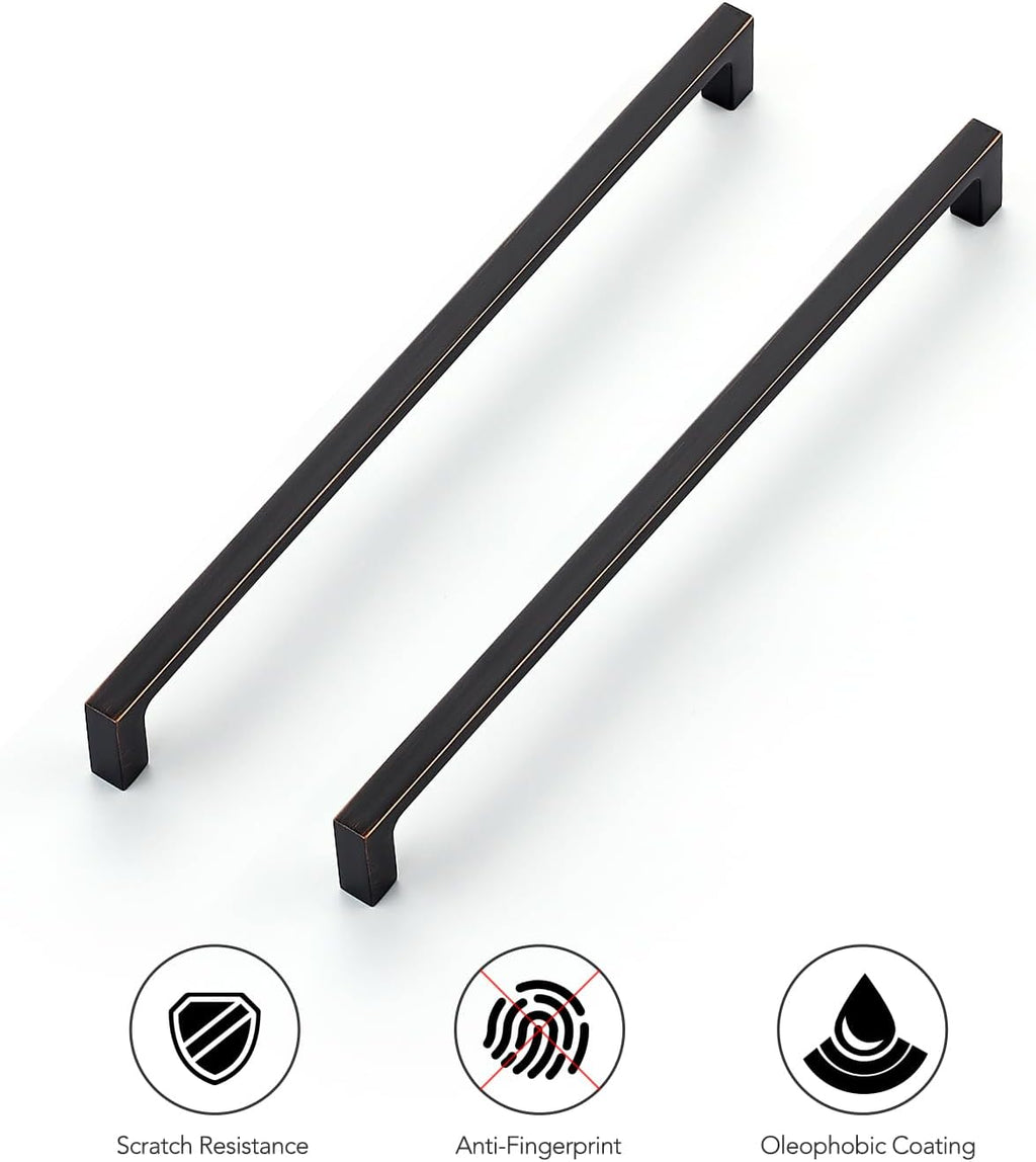 Ravinte 25-Pack 10-Inch Solid Square Cabinet Pulls - Oil-Rubbed Bronze Handles for Kitchen Cabinets & Drawers