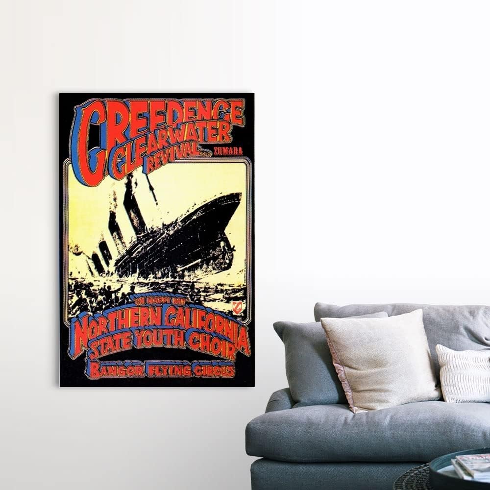 GREATBIGCANVAS Creedence Clearwater Revival Poster Canvas Wall Art Print, Classic Rock Home Decor Artwork, 40'x60'