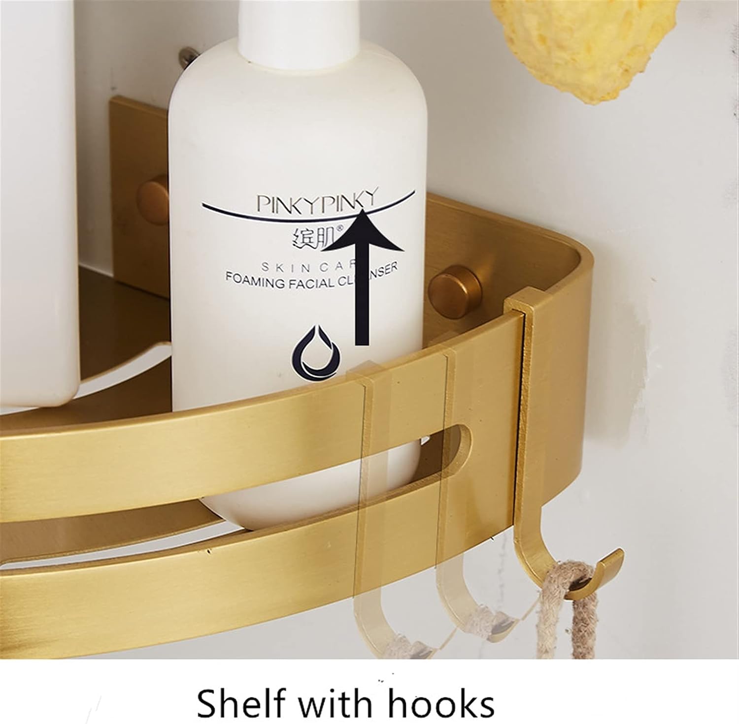 TOMYEUS Shower Caddy Bathroom Shelf Corner Shelf Wall Mounted Bathroom Shelf Brushed Gold Aluminum Bath Shower Shelf Bath Shampoo Holder Corner Shelf Shower Organizer (Color : Square Shelf 3)