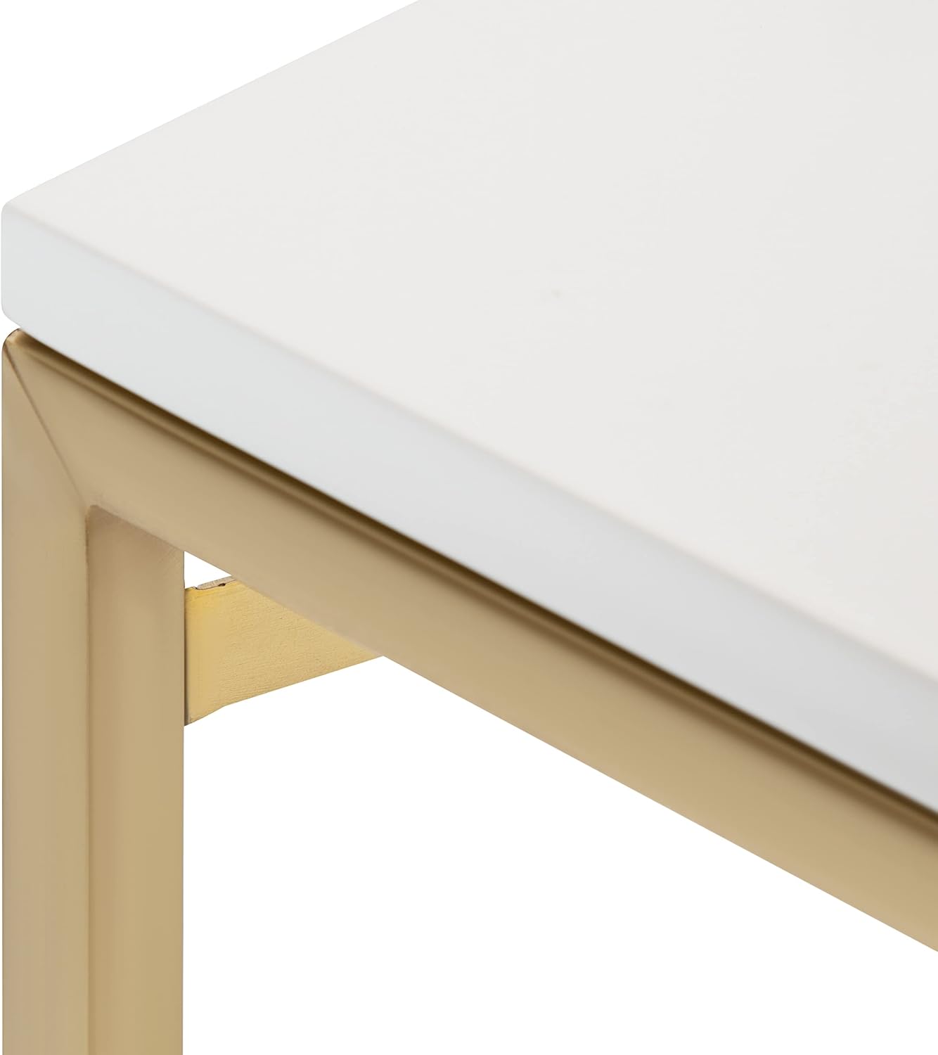 Kate and Laurel Ascott Modern Glam Rectangle Floating Shelf; 36 x 12; White and Gold; Versatile 2-Tier Wide Wall Shelf for Living Room or Bedroom Display or Storage