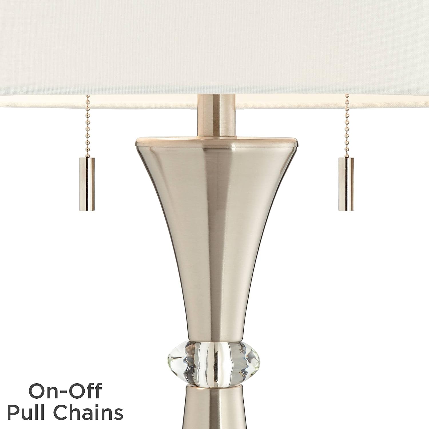 360 Lighting Rachel Modern Art Deco Table Lamps 28' Tall Set of 2 Concave Column Hourglass Silver Metal White Drum Shade for Living Room Bedroom House Bedside Nightstand Home Office Reading