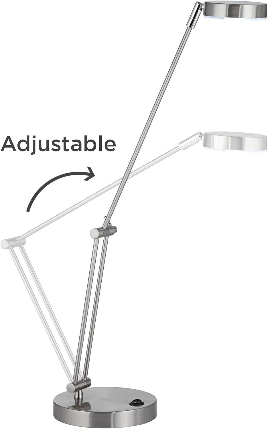 360 Lighting Jarrett 19' High Small Modern Desk Lamps Set of 2 Adjustable LED Silver Satin Nickel Finish Metal Shade Home Office Living Room Bedroom Bedside Nightstand House Reading Kitchen