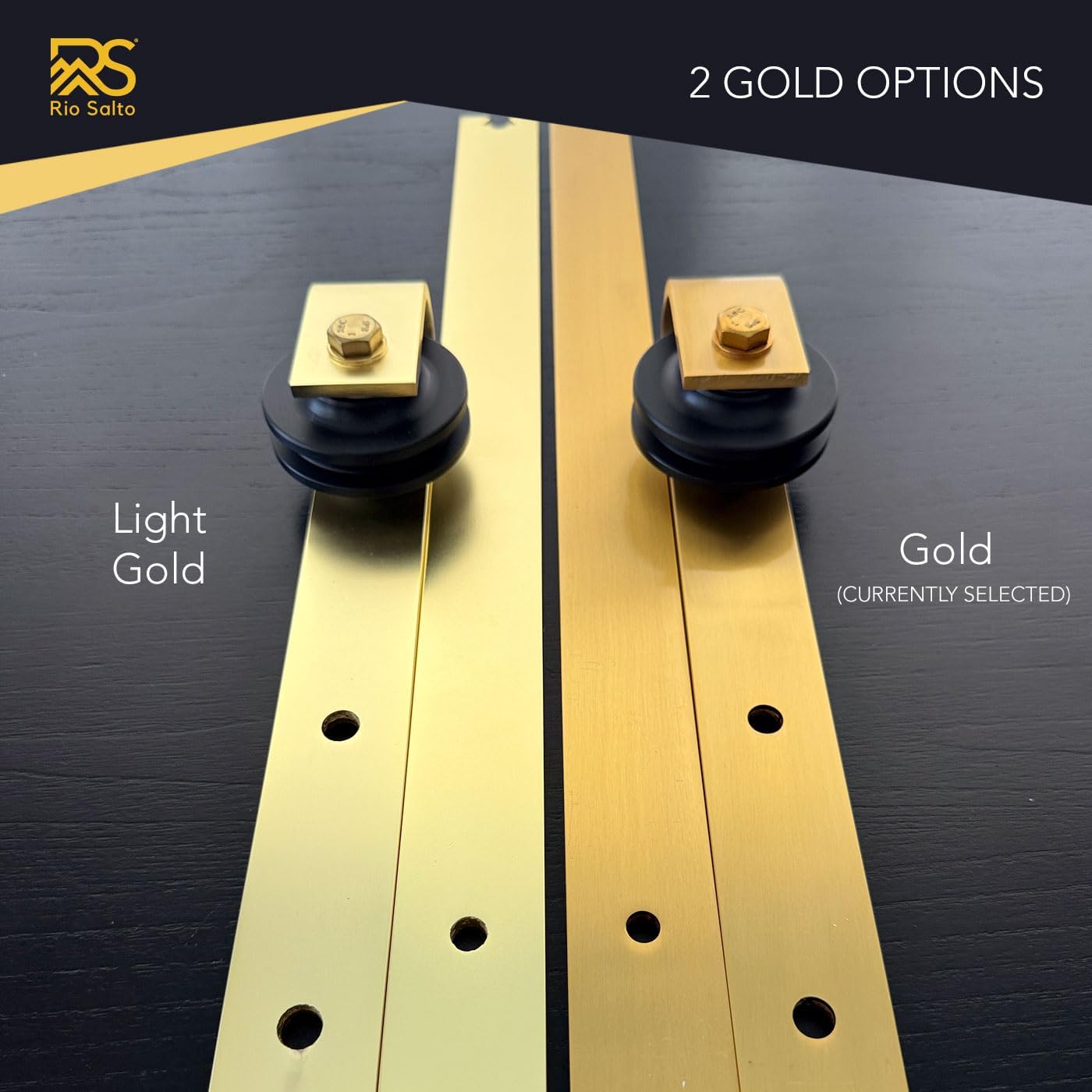 Rio Salto Gold Barn Door Hardware Kit Length 4ft 11in or 59' Sliding Door Hardware Modern Interior Gold Barn Brushed Brass Luxury Panel Hardware - 4ft 11in - NO Door