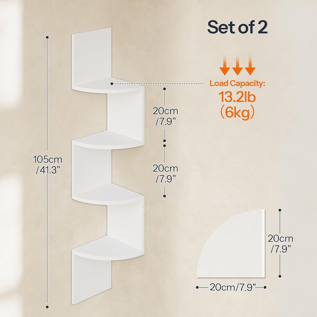 HOOBRO Corner Shelf Wall-Mounted, Set of 2 Floating Corner Shelves for Wall, Wine Glass Bottle Rack Stemware Holder, Hanging Bar Liquor Bottle Display Shelf for Living Room WT25BJP201-DW73DBJ01
