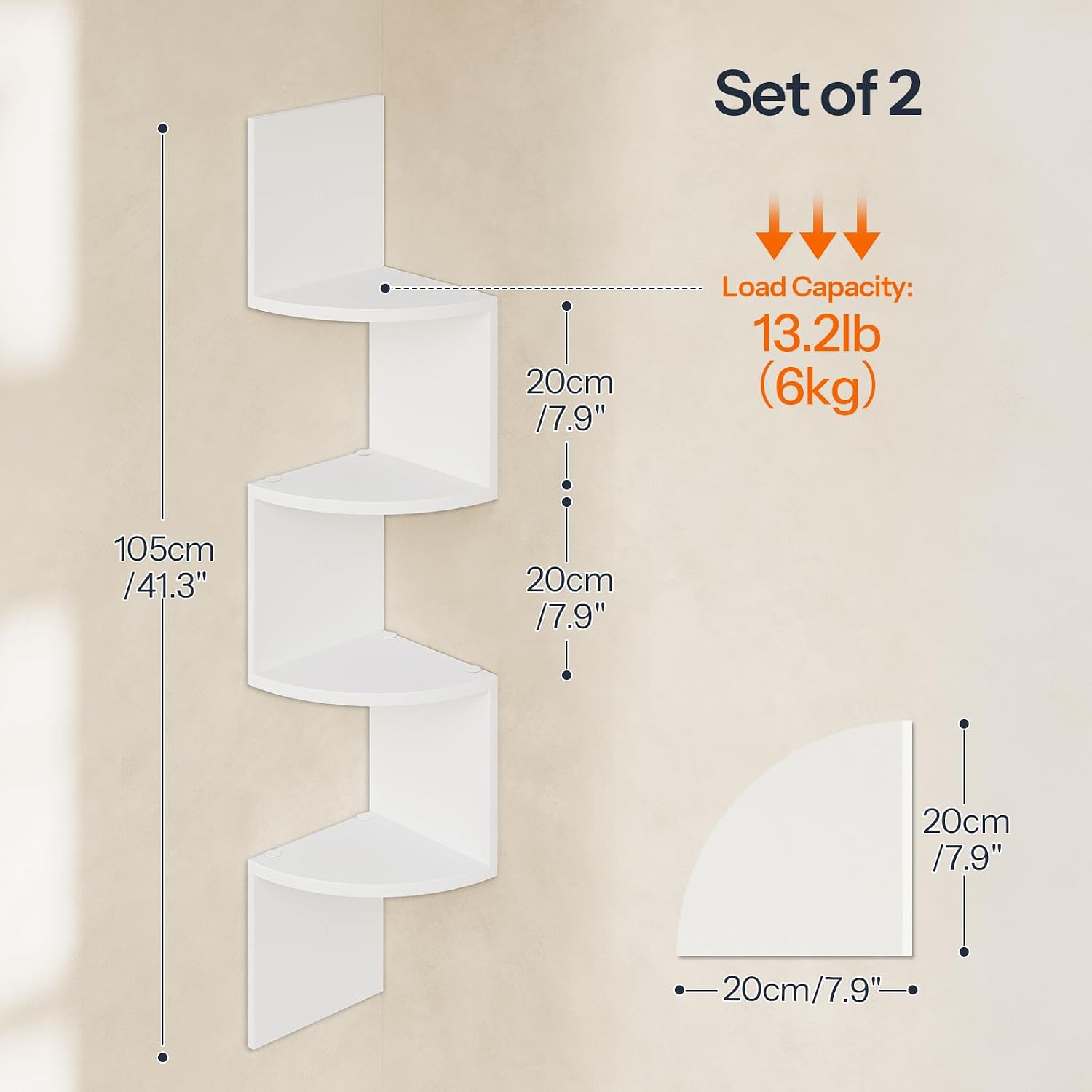 HOOBRO Corner Shelf Wall-Mounted, Set of 2 Floating Corner Shelves for Wall, Wine Glass Bottle Rack Stemware Holder, Hanging Bar Liquor Bottle Display Shelf for Living Room WT25BJP201-DW73DBJ01