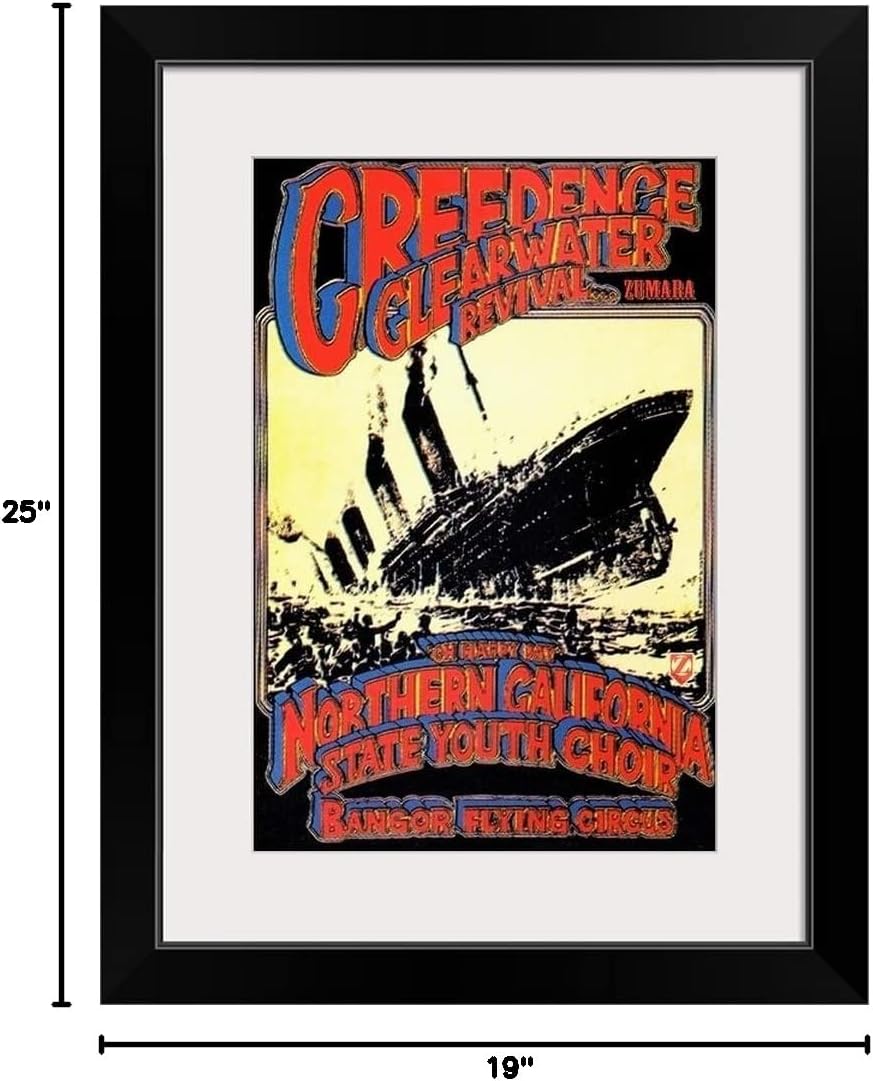 GREATBIGCANVAS Creedence Clearwater Revival Poster Black Framed Wall Art Print, Classic Rock Artwork